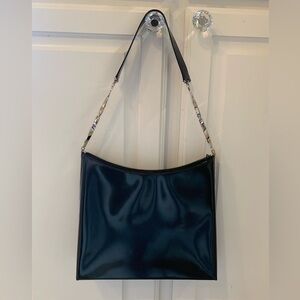 Salvatore Ferragamo Glossy Leather Black Shoulder Bag